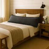 Empire Linen Ruffled Body Pillowcase | Cotton Satin Weave | Soft & Breathable with Hidden Zipper | Decorative Single Ruffle Cover | Dark Grey, 20x48 Empire Linens