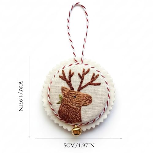 Embroidery Christmas Ornament Kits, with DIY Material Package, DIY Needlepoint Starter Set with Easy Instructions for Adults Beginners-12PCS