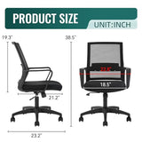 FDW Office Chair Ergonomic Desk Chair Mid-Back Mesh Computer Chair Lumbar Support Comfortable Executive Adjustable Rolling Swivel Task Chair with Armrests,Black FDW