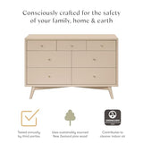 babyletto Palma 7-Drawer Assembled Double Dresser in Taupe, Greenguard Gold Certified babyletto