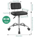 FURWOO Simple Square Office Chair with Back 360 Swivel Stool Chair with Wheels Height Adjustable Stool for Home Work Shop Task Spa Black FURWOO