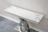 Modern Rectangular Console Table - Faux Marble Top, Stainless Steel Base for Living Room, Hallway, Bedroom, Home Office HomVent