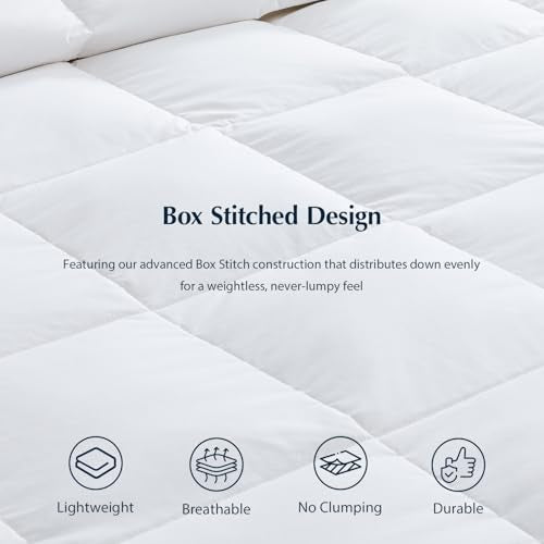 Pacific Coast Lightweight Goose Feather Down Fiber Comforters King Size, Summer Duvet Insert, Ultra Soft, Breathable, Hotel Luxury Bedding Comforter with 8 Tabs, White, 106 x 90 inches Pacific Coast
