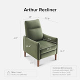 mopio Arthur Recliner Chair with 3 Positions, Accent Armchair, Mid Century Modern Reading Chair, High Back Padded Support Comfy Sleeper Armchair (Olive Green Velvet)