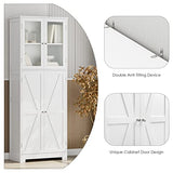 BOTLOG 67" Tall Versatile Storage Cabinet with Glass Doors for Kitchen, Bathroom, and Living Room BOTLOG