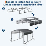 GarveeTech Metal Carport, 10x15 FT Outdoor Carport Canopy with Reinforced Base and Galvanized Steel Roof, Heavy Duty Garage Car Shelter Shade for SUV, Truck, Boats GarveeTech