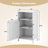 Tangkula White Freestanding Bathroom Storage Cabinet with Adjustable Shelf Tangkula