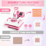 Whubefy Upgraded Heat Press Machine 12x15, 8 in 1 Clamshell Heat Press Combo w/DTF, Sublimation Paper, Tumbler Heat Press 11-20oz, Vinly/HTV/Sublimation/Heat Transfer/Shirt Heat Press Machine Whubefy