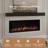 Modern Ember Highmark 50 Inch Smart Linear Electric Fireplace - Premium Flame with 10 Colors, Sleek Hidden Vent Design, Install Recessed in-Wall or Wall-Mount, WiFi Enabled Modern Ember