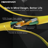 HUANCHAIN Outdoor Extension Cord 100 ft Waterproof, 16/3 Gauge Flexible Cold-Resistant Appliance Extension Cord Outside, 10A 1250W 16AWG SJTW, 3 Prong Heavy Duty Electric Cord Yellow, ETL huanchain