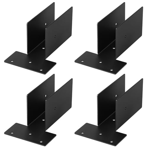 4 Pack 2x4 Pergola Upper Mount Bracket, Black Steel Top Side Joint, Wood Post and Beam Connector Timer Lumber Kit for Gazebo, 13 Gauge - WoodArtSupply