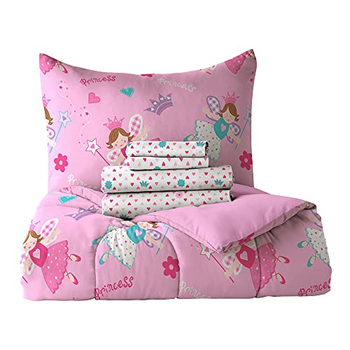 Dream Factory Magical Princess Ultra Soft Microfiber Girls Comforter Set, Pink, Twin dream FACTORY
