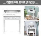DMAITH Small White Writing Desk with Hutch – 32" Home Office Desk with Drawers | Compact Computer Desk, Vanity Makeup Table for Bedroom or Study Room DMAITH