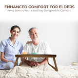 PANDAWOOD Wooden Bed Tray Table with Folding Legs - 100% Acacia Wood Breakfast Tray - Folding Bed Table Tray for Eating and Laptop - Large Bed Desk - Foldable Lap Desk for Laptop on Couch or Bed PANDAWOOD