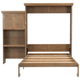 Merax Queen Size Murphy Bed with Multiple Storage Shelves,Wall Bed with Louvered Style Decoration,Wood Merax