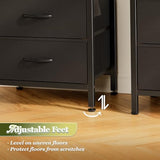 Huuger Night Stand Set of 2, Nightstand with 2 Drawers, Bed Side Table with Open Shelf, Wooden Top, End Table, Fabric Drawer, for Bedroom, Black Huuger