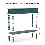 ARTPOWER Console Table for Entryway with 2 Drawers-Minimal Assembly,Green Retro Entryway Table with Storage Cabinets and Open Shelf,Narrow Long Couch Table Behind Sofa for Living Room,Foyer,Hallway ARTPOWER