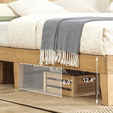 GarveeHome Rattan Bed Frame Queen, Natural Rattan Headboard Queen Bed Frame with Led Lights, Noise-Free Platform Bed Frame with Wooden Support Legs and Slats, Easy Assembly, No Box Spring Needed GarveeHome
