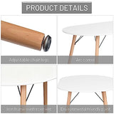 FurnitureR Dining Table Oval 47.2 Inch for 4-6 Person, Stylish Leisure Table Functional Table with Wooden Legs for Home Kitchen, Cafés, Small Places, White FurnitureR