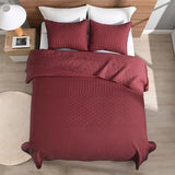 HORIMOTE HOME Burgundy Red Twin Size Quilt Set - Soft Microfiber Bedspread with 1 Sham, Lightweight & All-Season Geometric Coverlet for Cozy Bedding HORIMOTE HOME