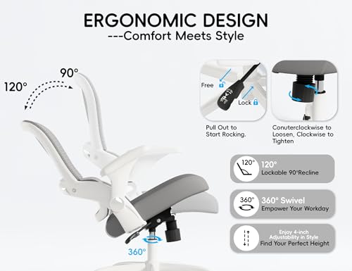 TRALT Ergonomic Office Chair - Comfy Desk Chair with Back Support, Home Office Desk Chairs, Computer Chair, 330lbs Wide Seat Big and Tall Office Chair for Executives (Grey) TRALT