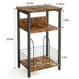 Fixwal 3-Tier Record Player Stand, Dedicated Side Table with Open Storage, for Living Room & Bedroom, Rustic Brown Fixwal