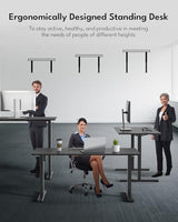 Zontera Standing Desk, Height Adjustable Electric Stand up Desk, 55 x 24 Inches Sit Stand Home Office Desk with Splice Board, Black Frame/Black Top Zontera