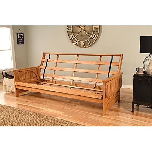 Kodiak Furniture Phoenix Queen-Size Butternut Wood Futon-Linen Stone Mattress - WoodArtSupply