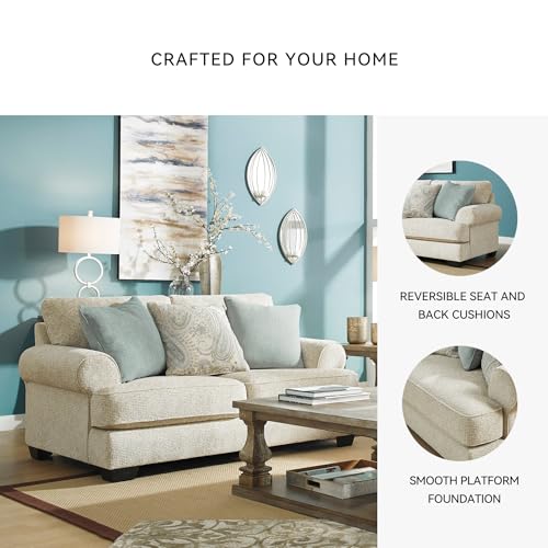 Signature Design by Ashley Monaghan Vintage Loveseat with Accent Pillows, Reversible Cushions and Rolled Arms, Beige Signature Design by Ashley