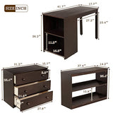 Harper & Bright Designs Twin Size Low Loft Bed with Rolling Portable Desk and Storage Cabinet, Wooden Low Study Loft Bed with Drawers, for Kids Teens Girls Boys - Espresso Harper & Bright Designs