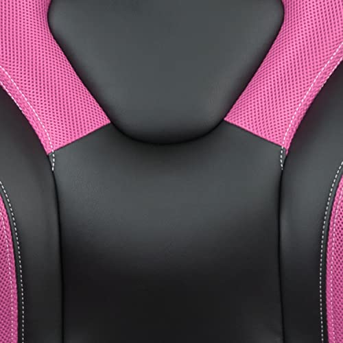 Flash Furniture X10 High-Back LeatherSoft Racing Style Gaming Chair with Flip-Up Arms, Ergonomic Padded Swivel Computer Chair, Pink/Black Flash Furniture