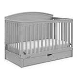 Graco Bellwood 5-in-1 Convertible Crib with Drawer (Pebble Gray) - GREENGUARD Gold Certified, Full-Size Storage Drawer, Converts to Toddler Bed and Full-Size Bed STORK CRAFT