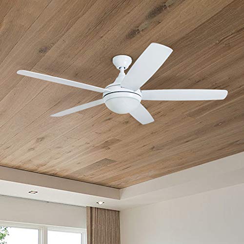 Prominence Home Ashby Modern 52 Inch Ceiling Fan with Light, LED Fan with Remote Control, Tri-Mount Indoor Fan with 5 Blades, White and Gray Oak Blade Finish Options, Farmhouse White (80094-01) Prominence Home