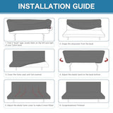 H.VERSAILTEX 100% Waterproof Stretch Futon Slipcover Armless Sofa Cover Furniture Protector Without Armrests Slipcover Soft with Elastic Bottom for Kids, Spandex Jacquard Small Checks, Stone Blue H.VERSAILTEX