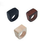Original Natural Wood Rings Handmade Retro Geometric Round Statement Rings Vintage Bohemia Wooden African Ethnic Ring Jewelry for Women-brown WE ME