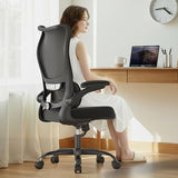 SOMEET Office Chair Ergonomic Desk Chair - Comfy Mesh High Back Office Chair with Lumbar Support Wheel Home Desk Office Chairs Flip up Armrest Executive Rolling Swivel Task Computer Chair Black Silver SOMEET