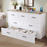 Bellemave Queen Murphy Bed, Cabinet Bed with Charging Station and 1 Large Storage Drawer, Farmhouse Murphy bedframe with Foldable Panel, Noisy Free, for Guest Bedroom, Living Room, White Bellemave