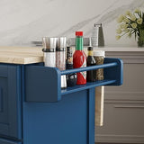 Homestyles Mobile Kitchen Island Cart with Wood Top and Dropleaf Breakfast Bar, Blue homestyles