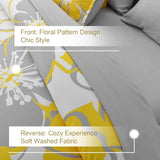 Anibedding Yellow Floral Comforter Set King Size 7 Pieces Reversible Bed in a Bag with Sheets Set for All Season, Soft Microfiber Complete Bedding Set King (104"x90") Anibedding