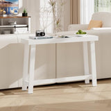 Bamboo 47.2" Narrow Console Table, Wood Farmhouse Side Table, Rectangular Entryway Table, Modern Sofa Table Behind Couch with Storage Shelves for Entrance, Living Room, Hallway, Foyer (White) Wisuce Essentials