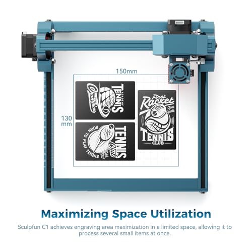SCULPFUN C1 Mini Laser Engraver, 3W Portable Laser Engraving Machine with 0.04mm Ultra Fine Spot, Work for DIY Beginners,Plywood,Leather,Kraft Paper,Slate, Engraving Area 150 * 130mm SCULPFUN