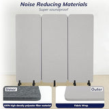 KERRAM 3 Panel Foldable Office Partitions, Mobile Cubicle Wall with Wheels, 71 x 66 Inch Noise Cancelling & Sound Proof Room Dividers Partition Wall, Aluminum Frame Gray KERRAM