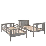 Harper & Bright Designs Twin Over Twin Bunk Bed with Storage Staircase, Wood Bunk Bed with Full-Length Fence Kids, Teens & Adults, Convertible Bunk Beds, Gray Harper & Bright Designs