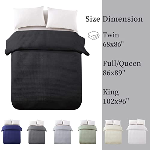 HollyHOME Luxury Checkered Super Soft Solid Single Pinsonic Bed Quilt Bedspread Bed Cover, Black, King HollyHOME