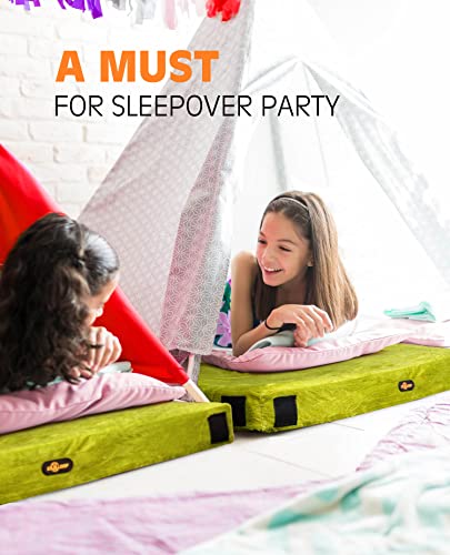 Gaialoop 3 Inch Memory Foam Camping Mattress, Dual Layer Thick Sleeping Camp Pad for Car Tent Cot, Roll-Up Portable Glamping Floor Bed for Guests Sleepover[Cot: 72 * 24 * 3"] Gaialoop