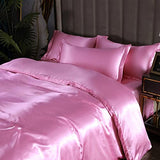 Feelyou Silk Like Satin Bedding Set Twin Luxury Girls Pink Silky Duvet Cover Set Soft Comforter Cover Women Bedroom Decor Chic Luxurious Silky Bedspread Cover Zipper (1 Duvet Cover + 1 Pillow Case) Feelyou