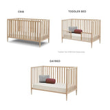Sorelle Furniture Happy 3-in-1 Convertible Crib, Baby Crib to Toddler Bed, Sustainable Beech Wood, Non-Toxic Finish, Natural Wood Nursery Furniture