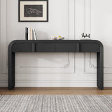 Unique Modern Console Table with 2 Drawers Rounded Silhouette and Smooth Surface Sofa Table, Curved Console Tables for Living Room and Entryway (Black) JIJIWANG