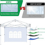 Acepic 2Pcs Instant Canopy Tent Sidewalls for 10x10 Pop-Up Canopy, Garden Gazebo, 210D Oxford Fabric Waterproof, White (Canopy Tent NOT Included) Acepic