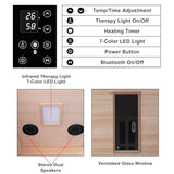 1-Person Far Infrared Sauna with Red Light Therapy – Compact Canadian Hemlock Wood Indoor Home Spa, 4 Fast Heating Panels (1000W 110V), Bluetooth, 7-Color LED & Timer – 65.4" Tall (Fits Small Spaces) DCCSONA